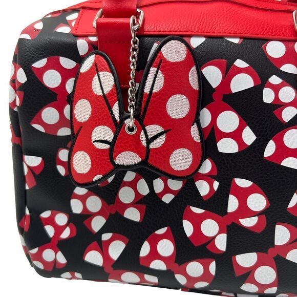 Disney Parks Minnie Mouse Bows All Over Barrel Bag - Picture 2 of 14